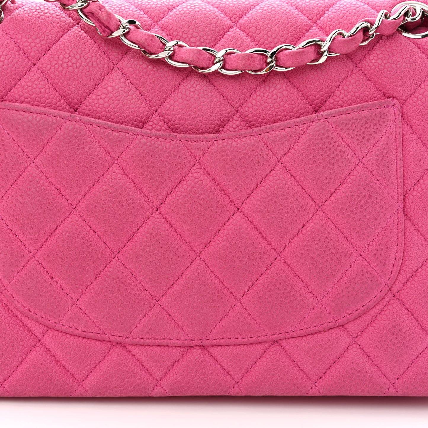 Iridescent Caviar Quilted Medium Double Flap Pink