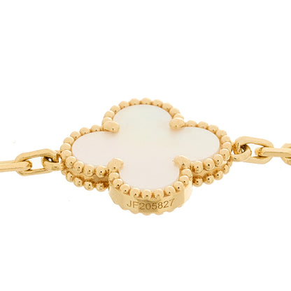 Van Cleef & Arpels 18K Yellow Gold Mother of Pearl 5 Motifs Vintage Alhambra Bracelet 4 of 4