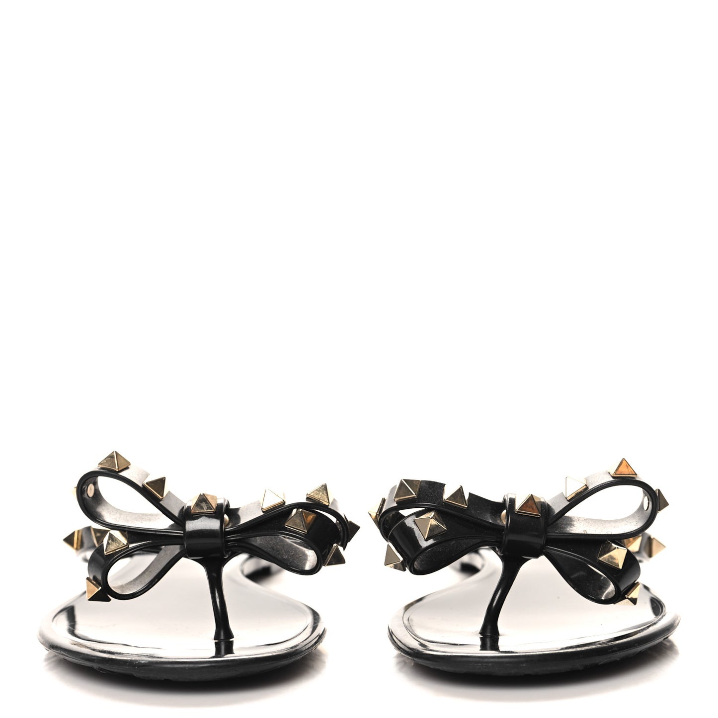 PVC Jelly Rockstud Bow Thong Sandals 38 Black