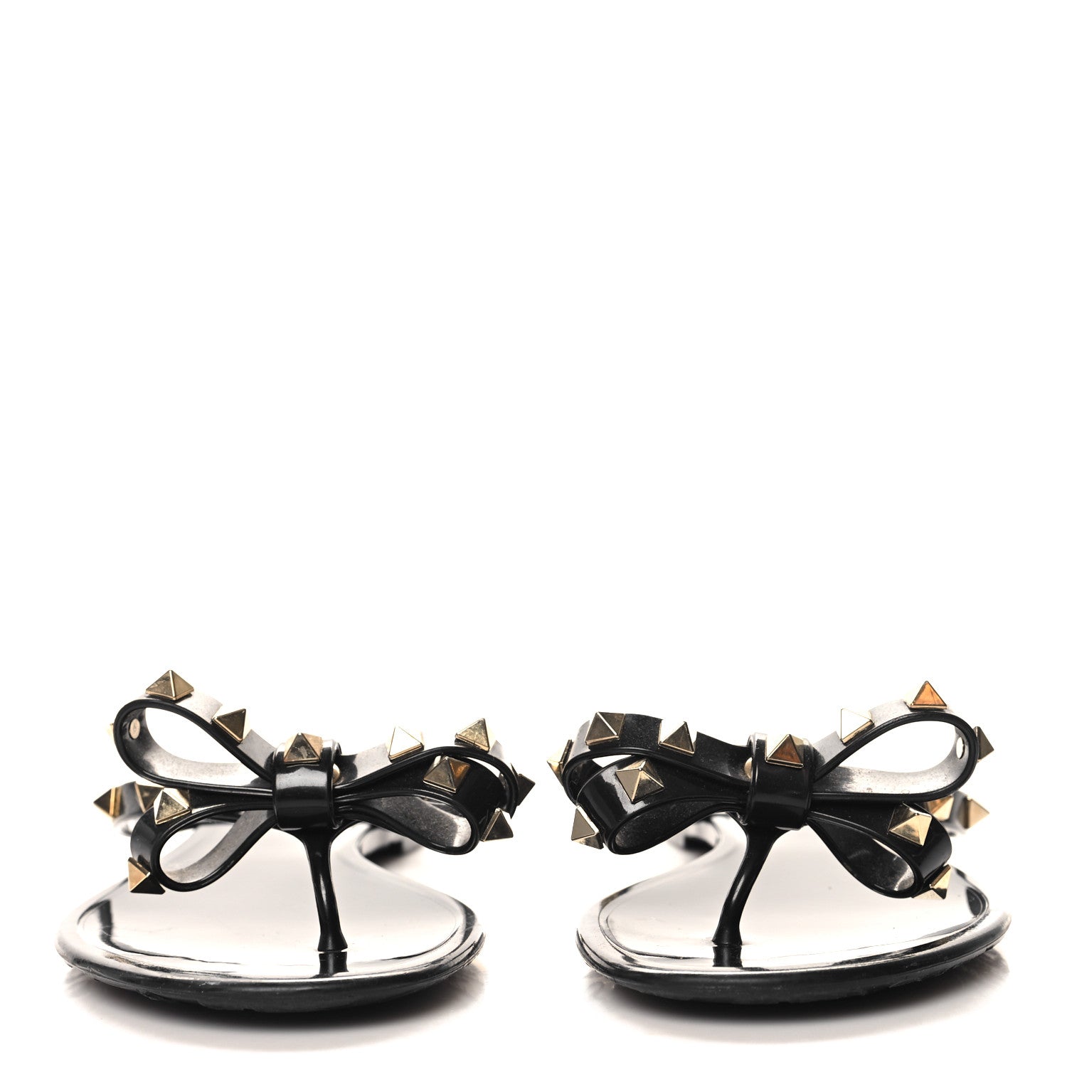 Valentino Garavani PVC Jelly Rockstud Bow Thong Sandals 38 Black 3 of 8