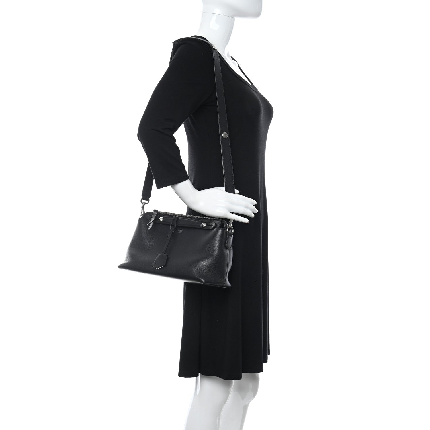 Fendi Vitello Dolce Medium By The Way Boston Bag Black 2 of 10
