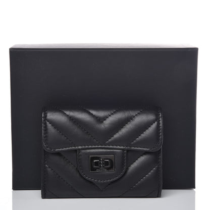 Chanel Aged Calfskin Chevron Quilted Reissue Card Holder Wallet So Black 9 of 9