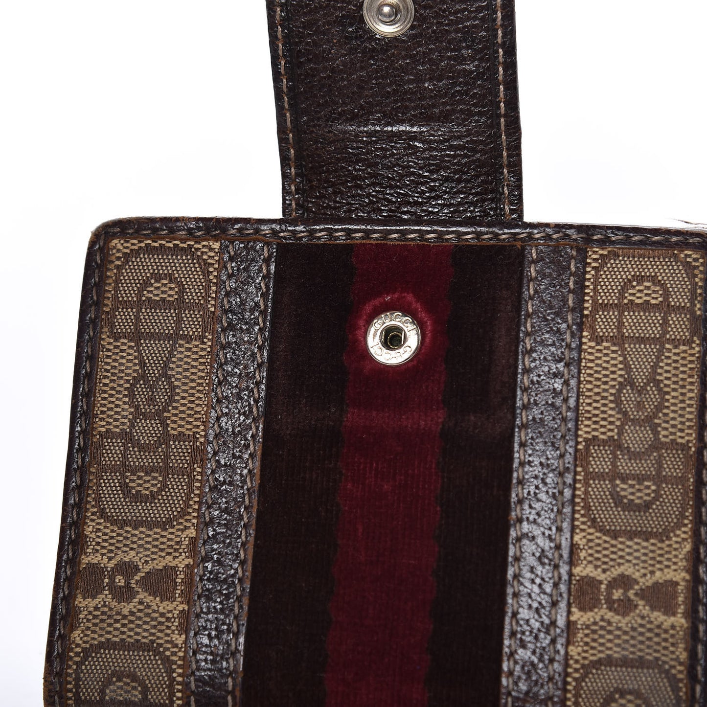 Horsebit Canvas Treasure Compact Wallet Dark Brown