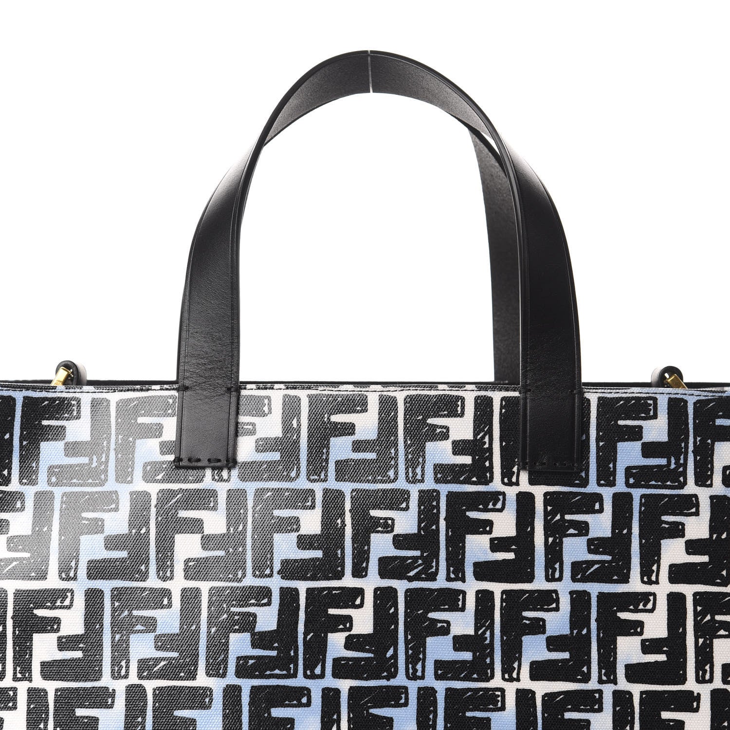 Fendi X JOSHUA VIDES Coated Canvas FF Cloudy Shopping Tote White Celeste Black 10 of 10