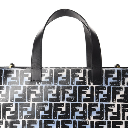 Fendi X JOSHUA VIDES Coated Canvas FF Cloudy Shopping Tote White Celeste Black 10 of 10