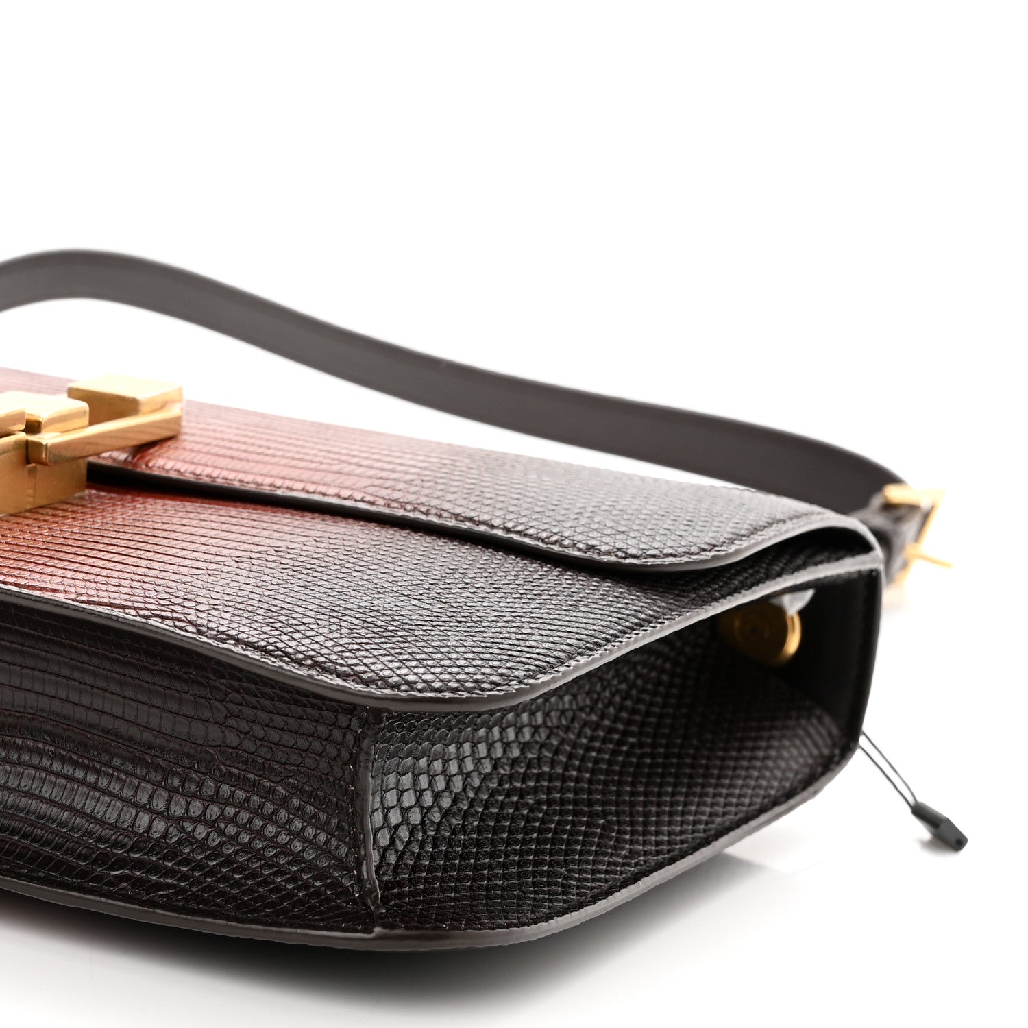 Saint Laurent Lizard Degrade Carre Satchel Brown Red 7 of 12