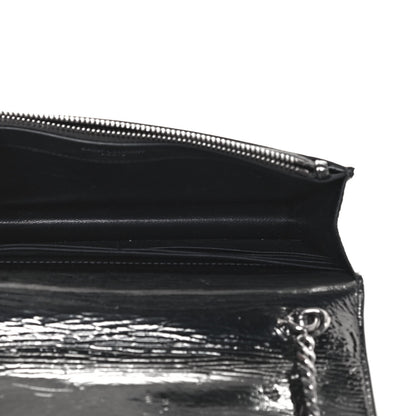 Saint Laurent Metallic Crackled Calfskin Kate Monogram Tassel Chain Wallet Argento 5 of 13