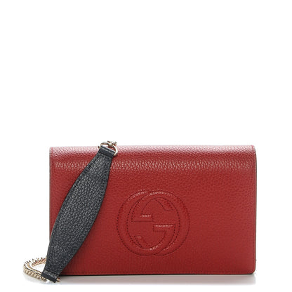 Gucci Dollar Calfskin Soho Wallet On Chain Hibiscus Red Mystic White Blue 1 of 6