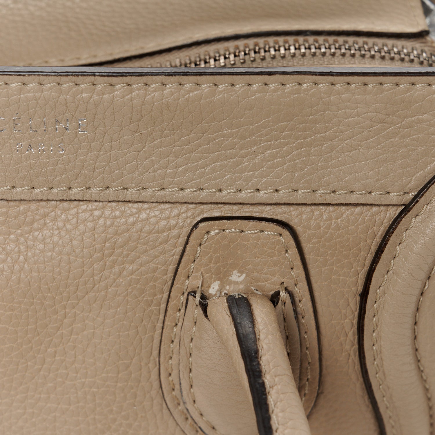 Celine Drummed Calfskin Nano Luggage Dune 11 of 12