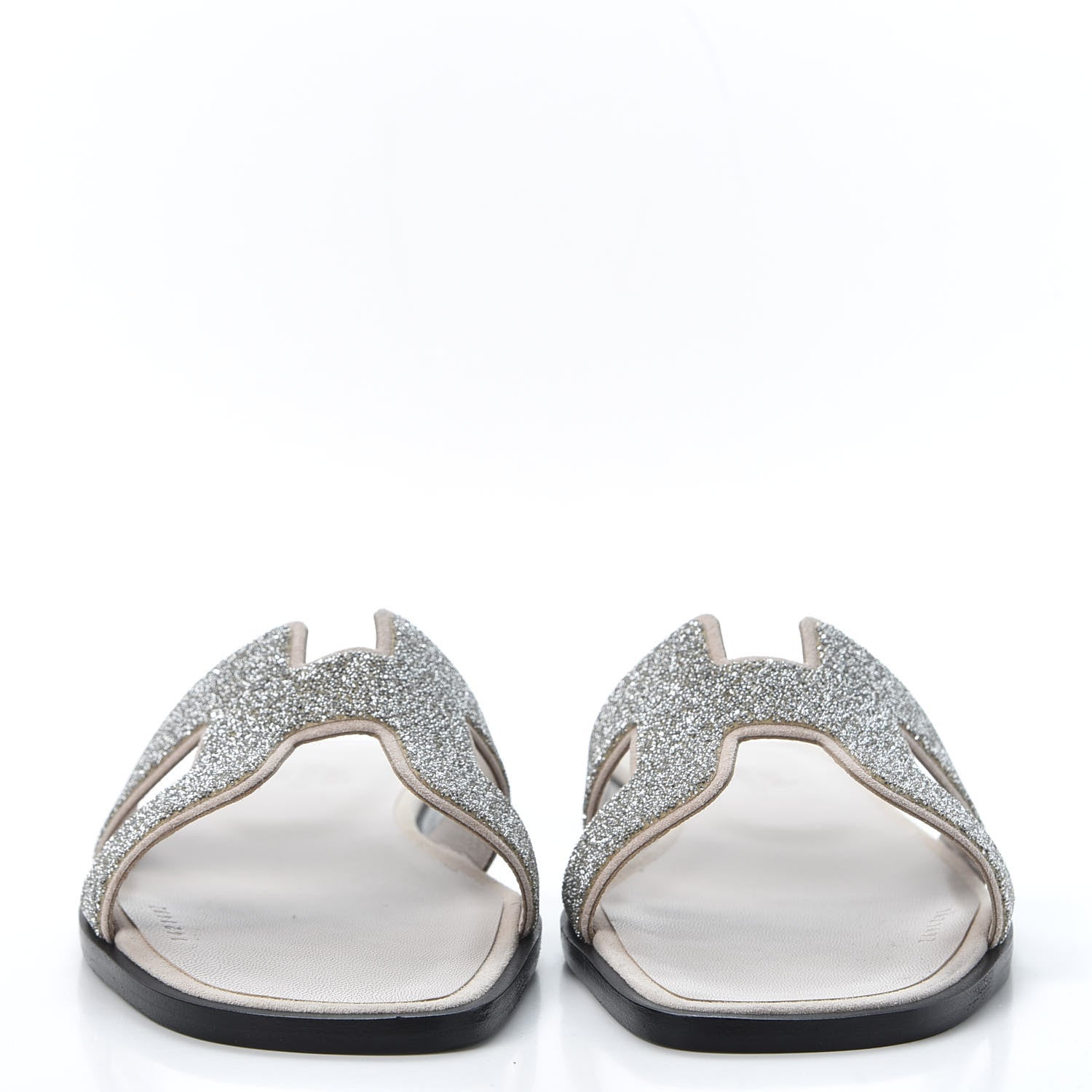 Hermes Suede Goatskin Crystal Powder Oran Sandals 37 3 of 10