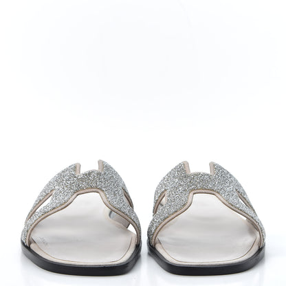 Hermes Suede Goatskin Crystal Powder Oran Sandals 37 3 of 10
