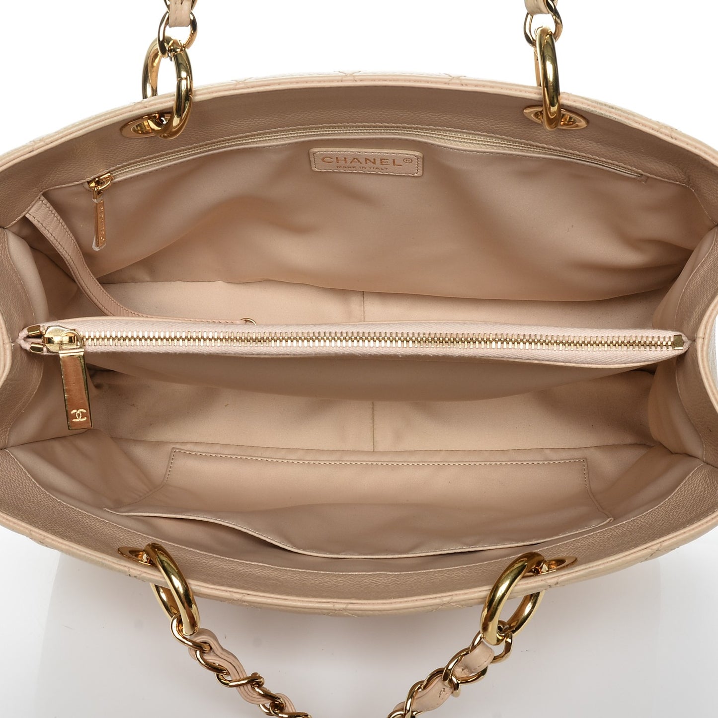 Caviar Quilted Grand Shopping Tote GST Beige Clair