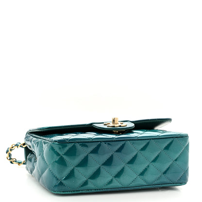 Chanel Shaded Patent Calfskin Quilted Mini Rectangular Flap Green Blue 4 of 10