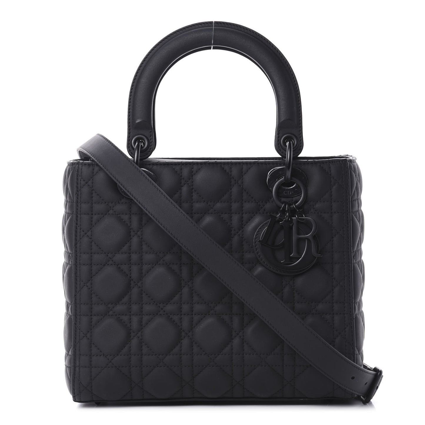Ultra Matte Calfskin Cannage Medium Lady Dior Black