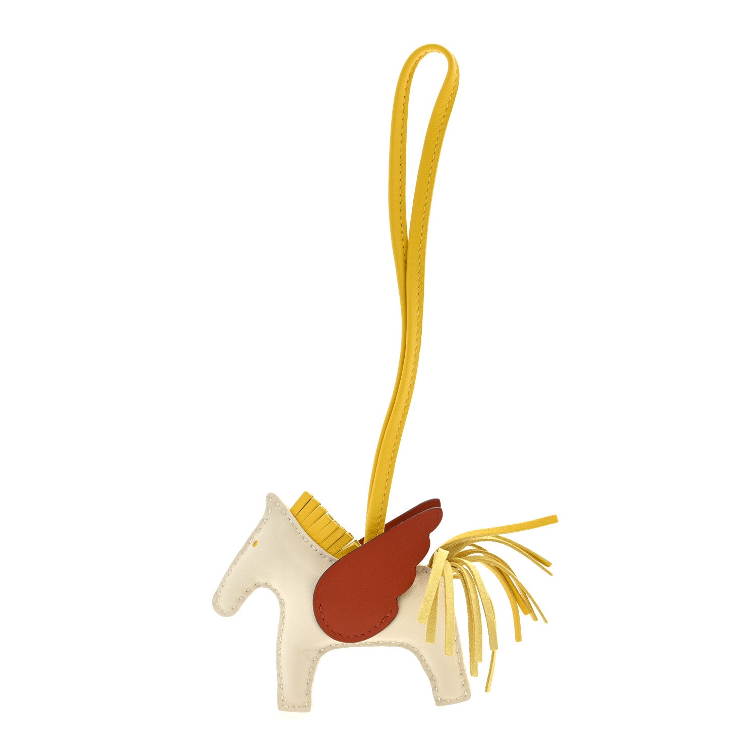 Hermes Milo Lambskin Grigri Rodeo Pegase Horse Bag Charm PM Craie Jaune de Naples Cuivre 1 of 3