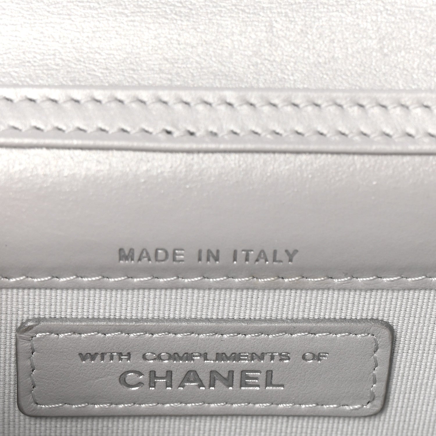 Chanel Metallic Goatskin Quilted Crystal CC Walk Of Fame Clutch With Chain Silver 5 of 9