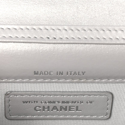 Chanel Metallic Goatskin Quilted Crystal CC Walk Of Fame Clutch With Chain Silver 5 of 9