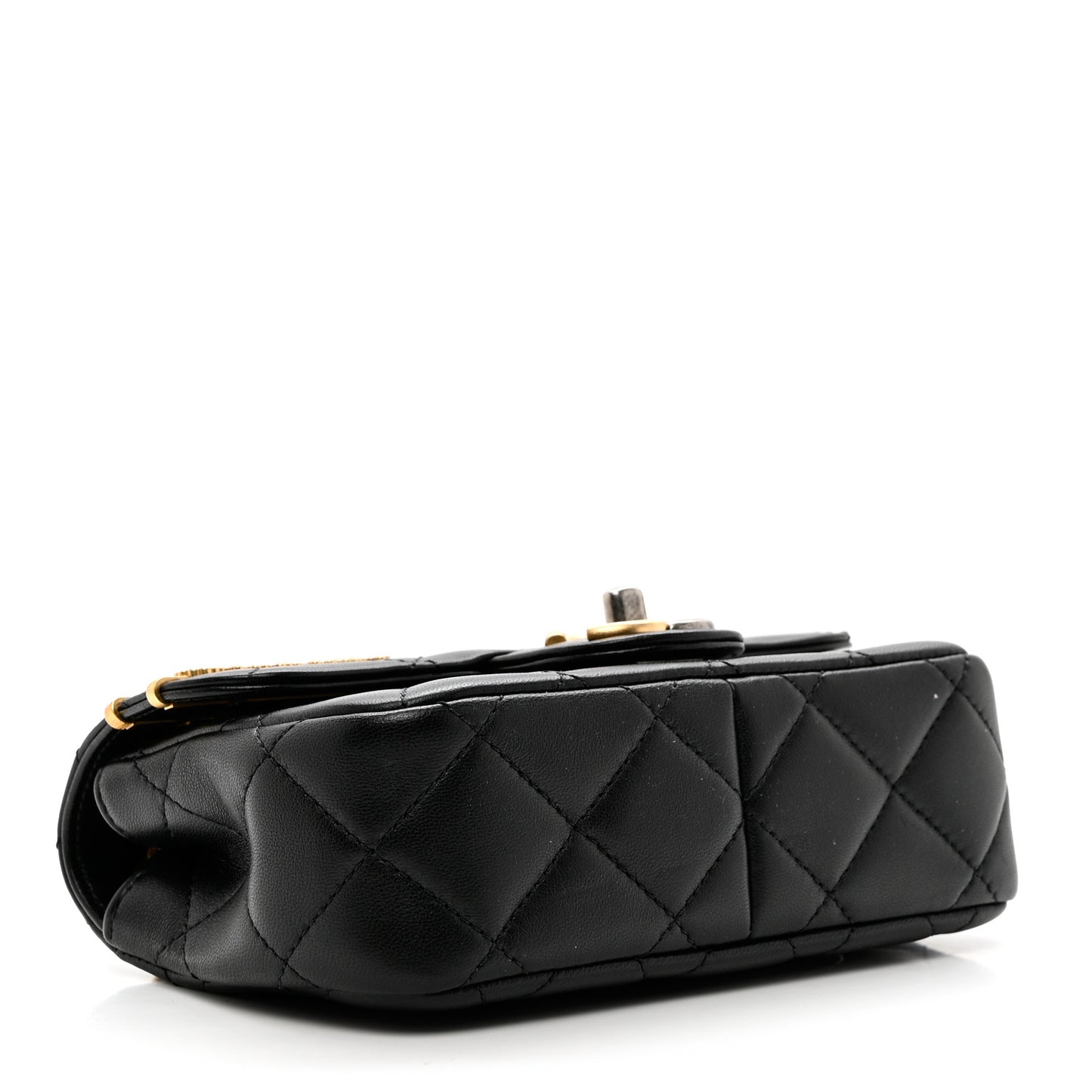 Lambskin Quilted Mini Coco Clips Single Flap Black
