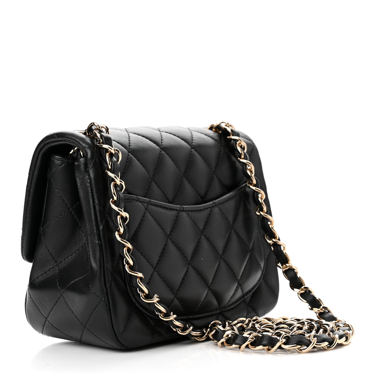 Lambskin Quilted Mini Square Flap Black