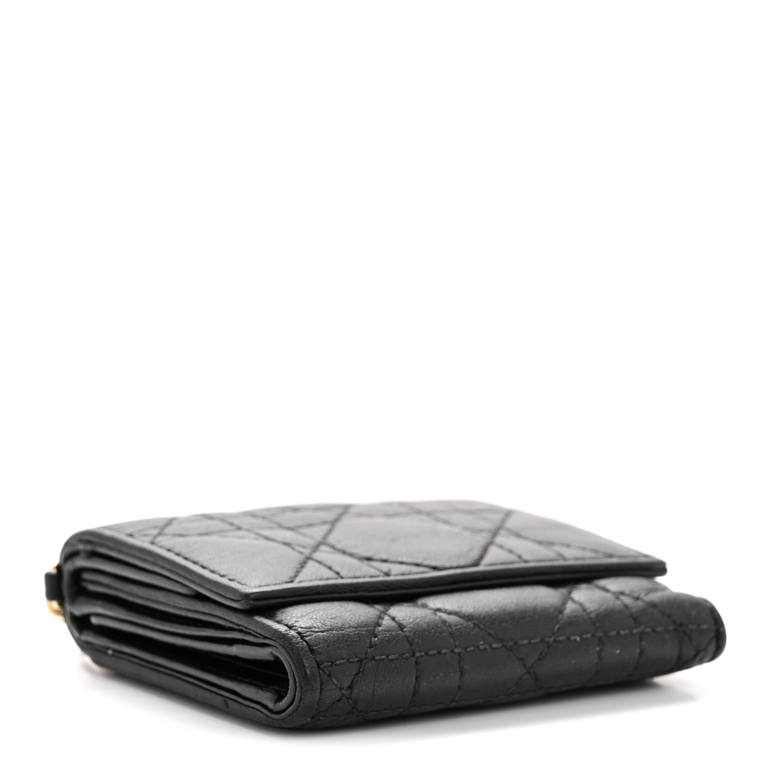 Christian Dior Lambskin Cannage Lady Dior Lotus Wallet Black
