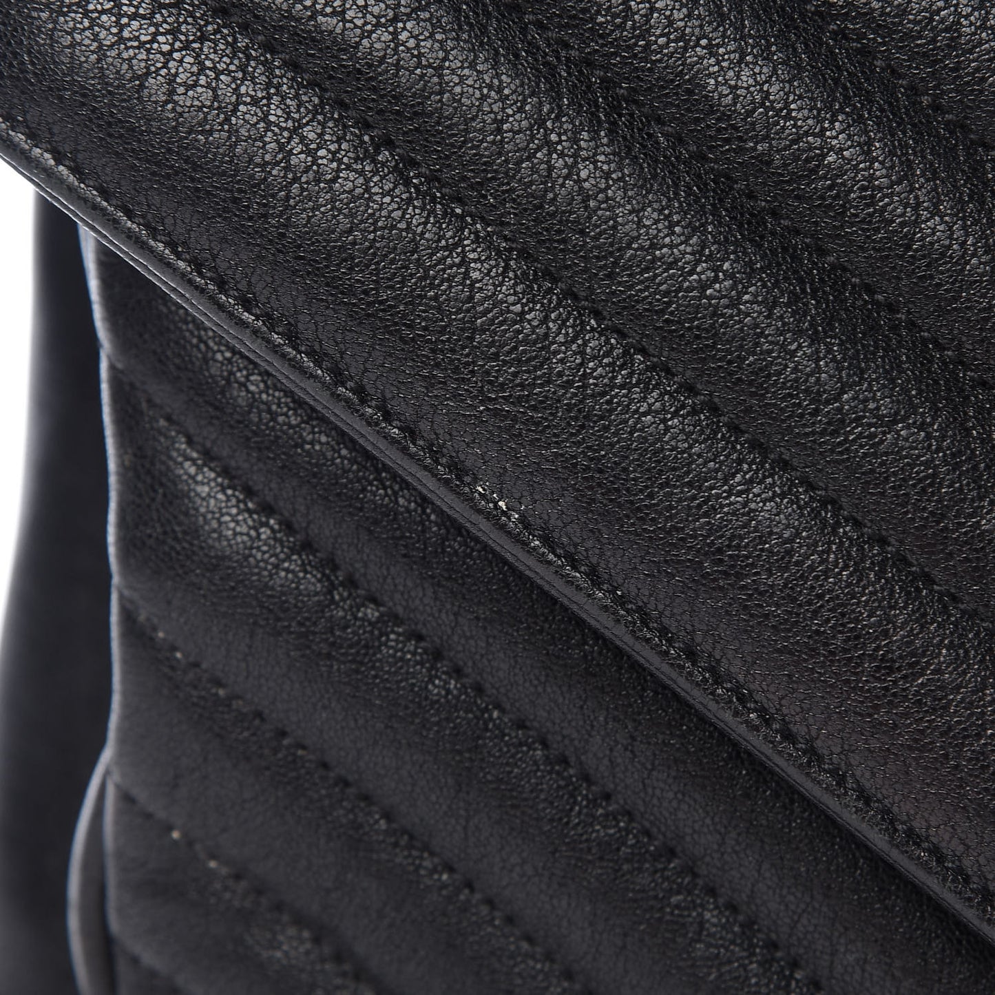 Sheepskin Matelasse Chevron Monogram Large College Satchel Black