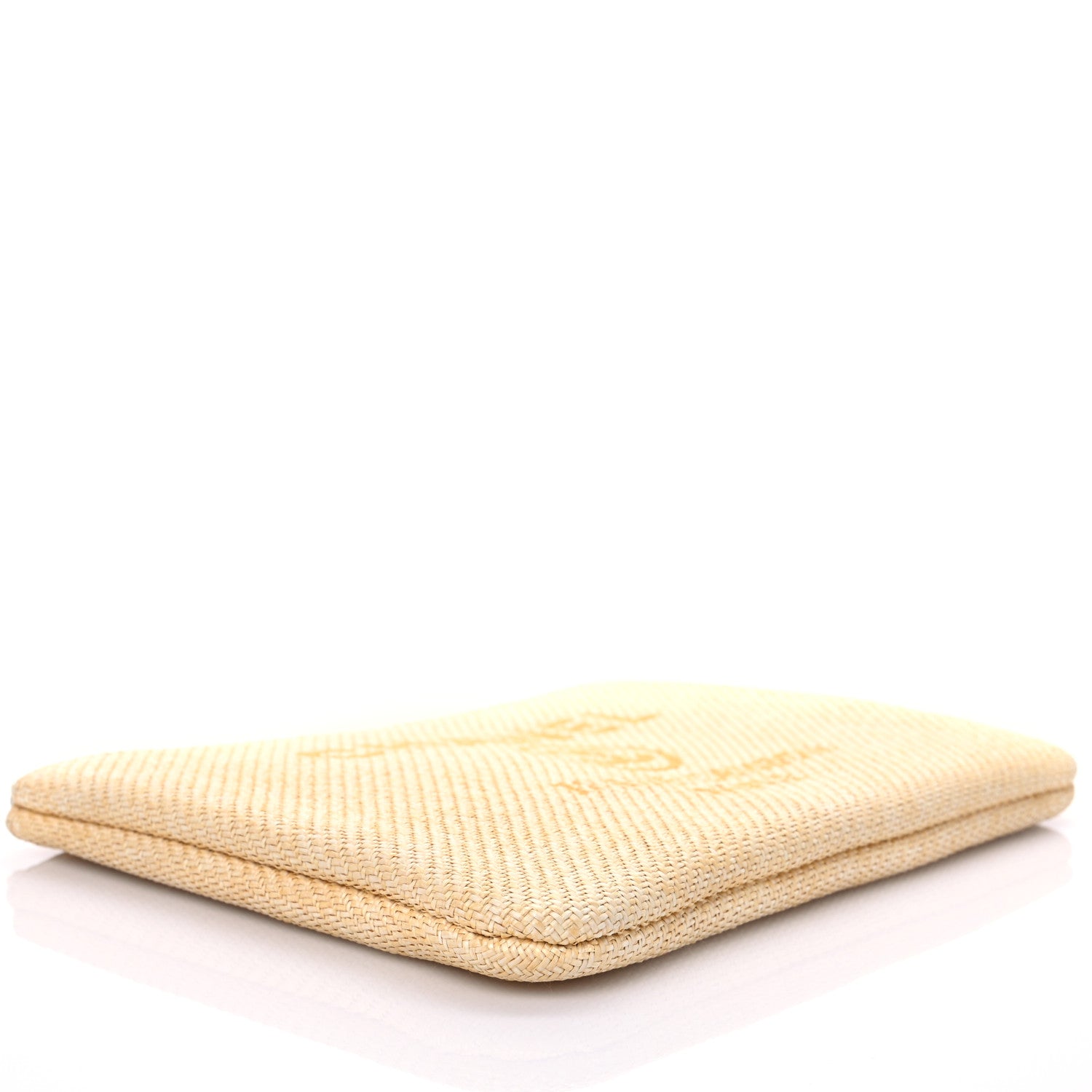 Chanel Woven Straw Raffia Small Deauville Pouch Light Yellow 4 of 7