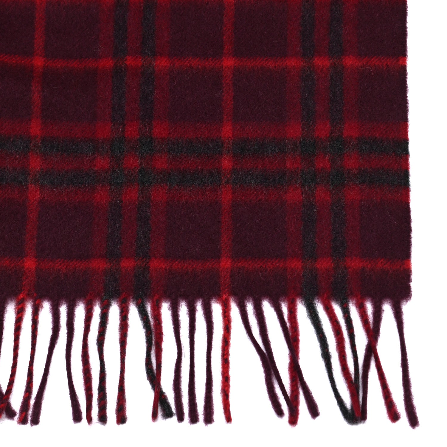 Burberry Cashmere House Icon Check Fringe Scarf Hawthorn Red 5 of 8