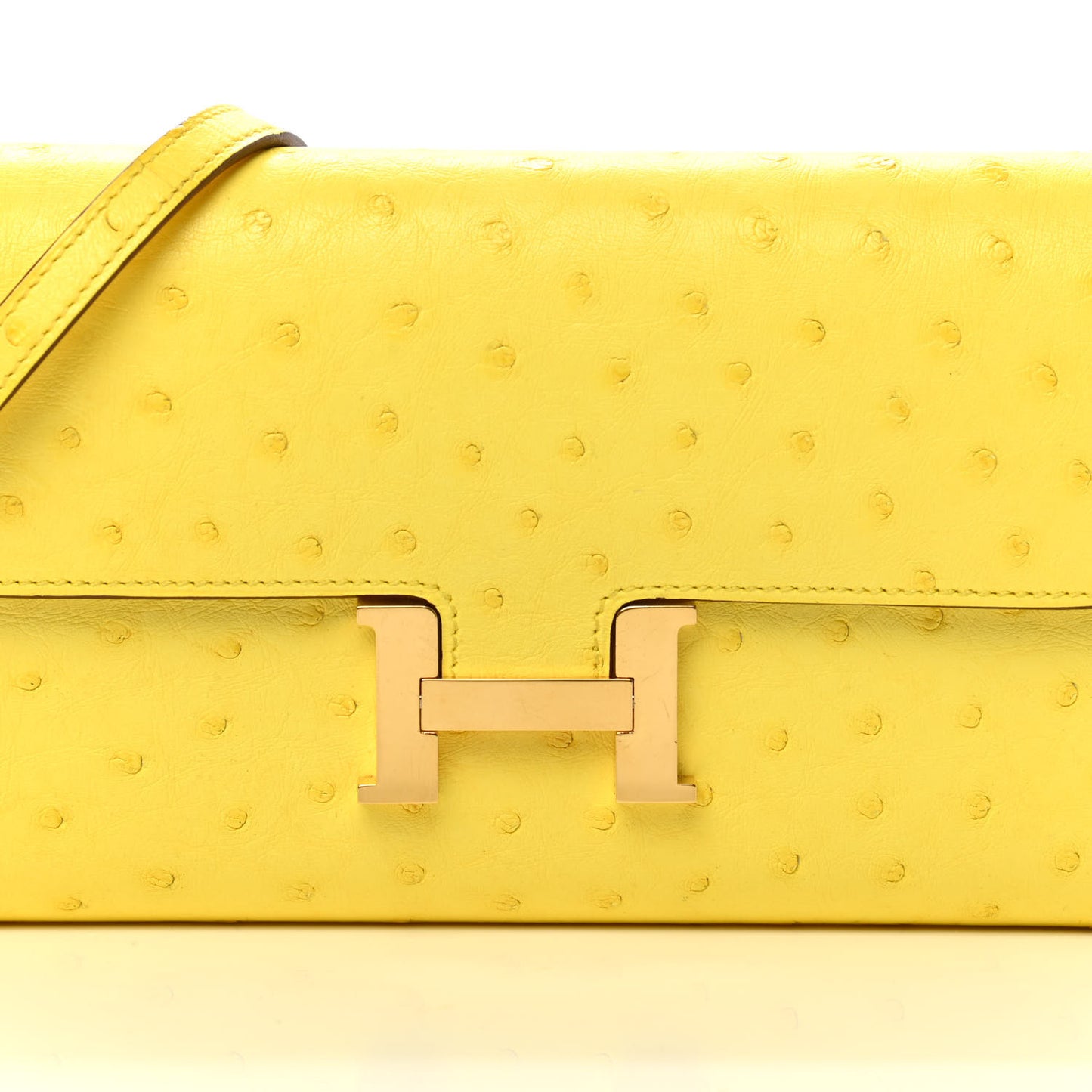 Ostrich Constance Long Wallet To Go Jaune Citron