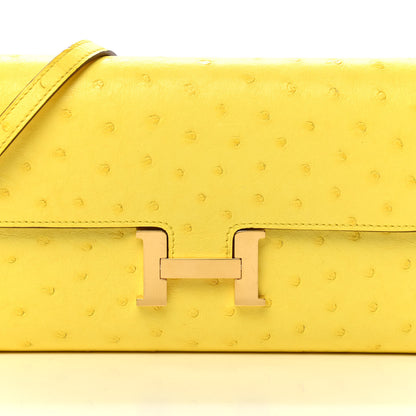 Hermes Ostrich Constance Long Wallet To Go Jaune Citron 8 of 11