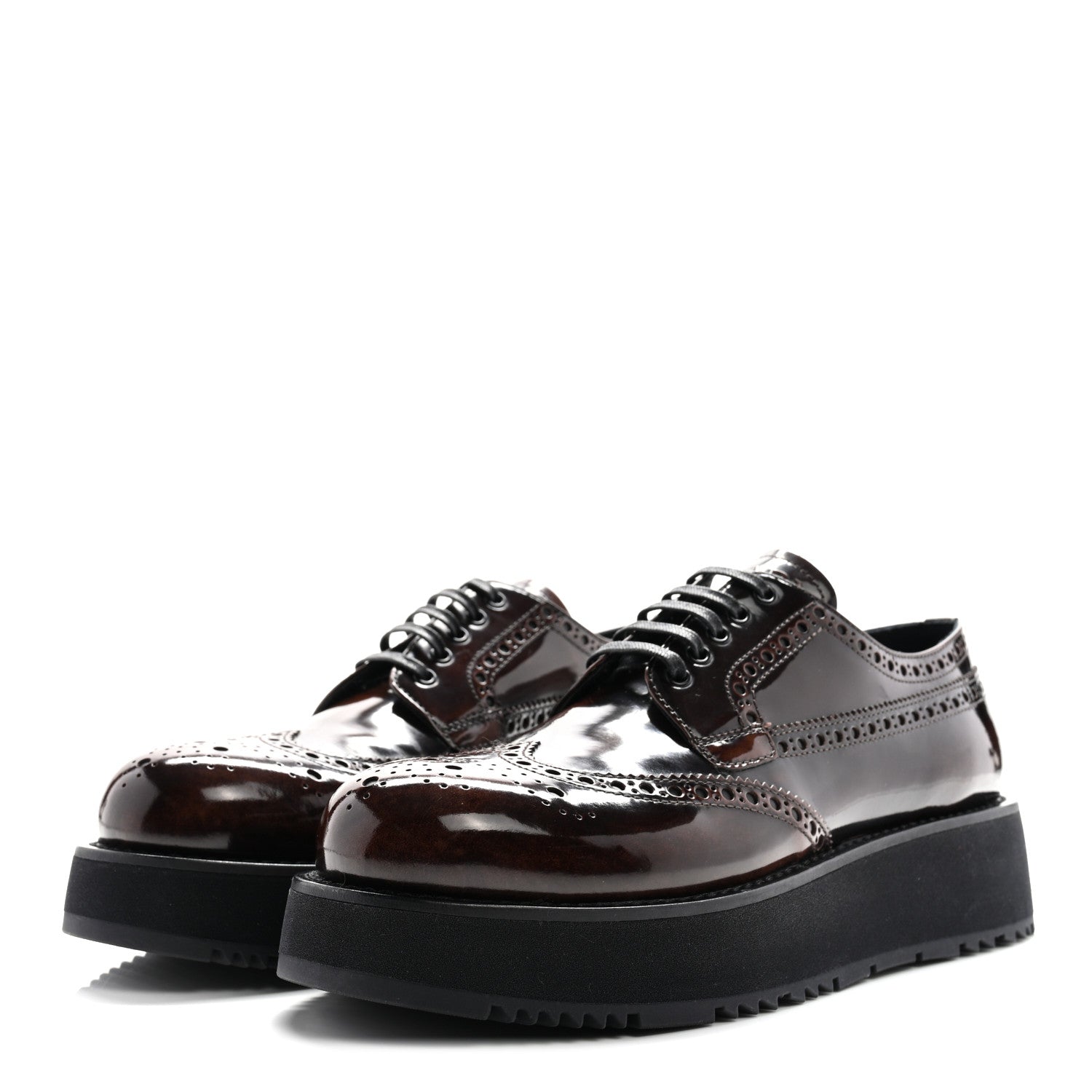 Prada Spazzolato Fume Brogue Derby Loafers 39 Bruciato 4 of 9