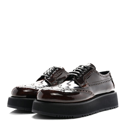 Prada Spazzolato Fume Brogue Derby Loafers 39 Bruciato 4 of 9