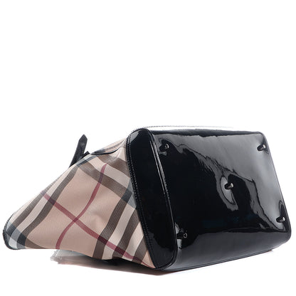 Burberry Patent Trim Supernova Check Tote Black 4 of 9