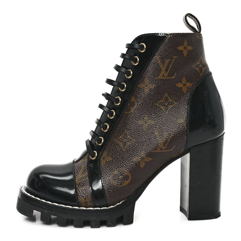 Patent Calfskin Monogram Star Trail Ankle Boots 37 Black