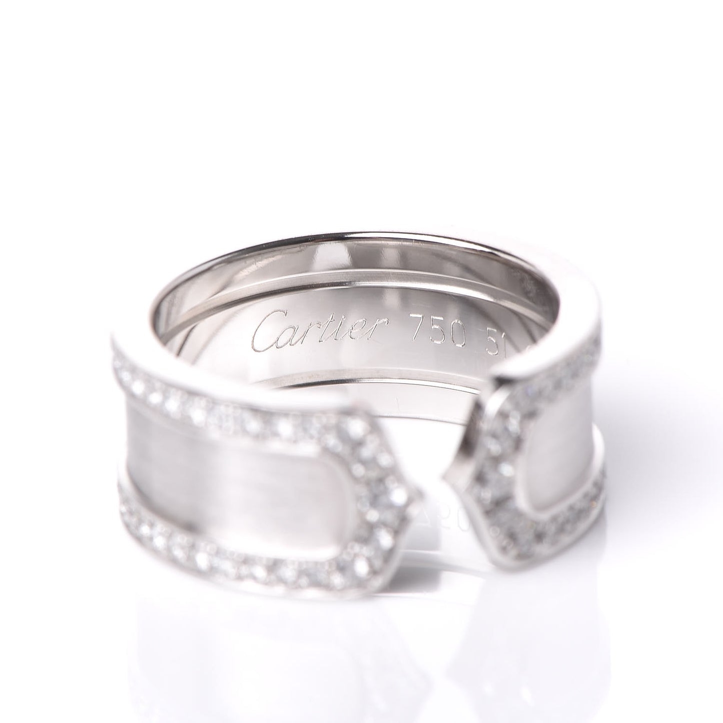 18K White Gold Diamond Logo De Cartier Paved Ring 51 5.75
