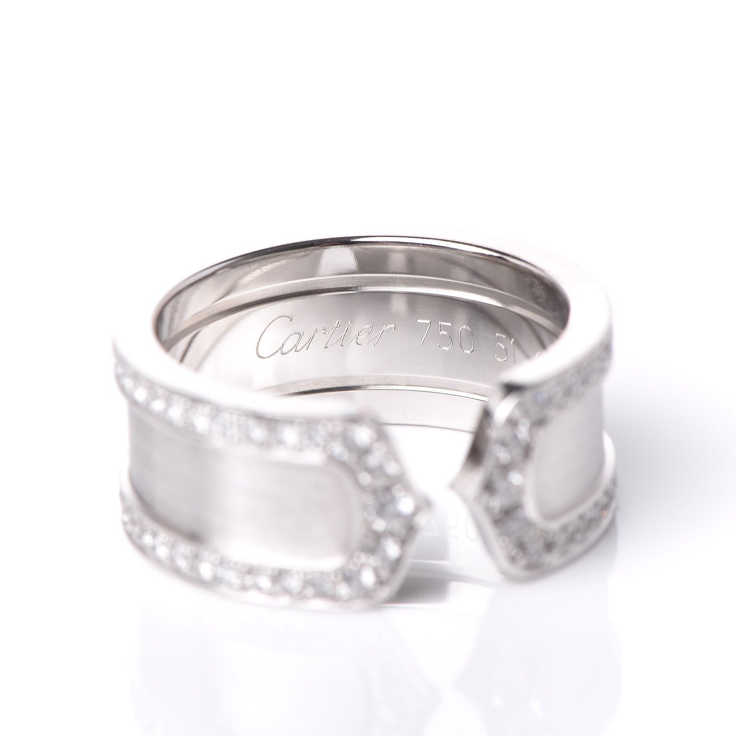 Cartier 18K White Gold Diamond Logo De Cartier Paved Ring 51 5.75 5 of 6