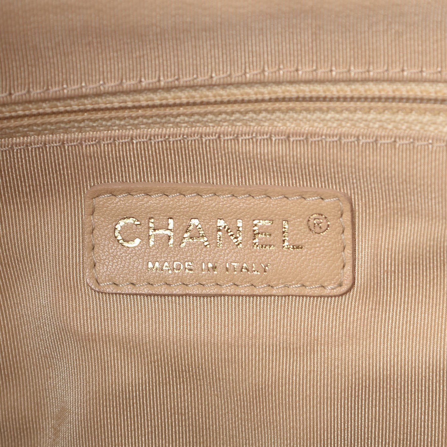 Iridescent Calfskin Large In the Mix Tote Beige