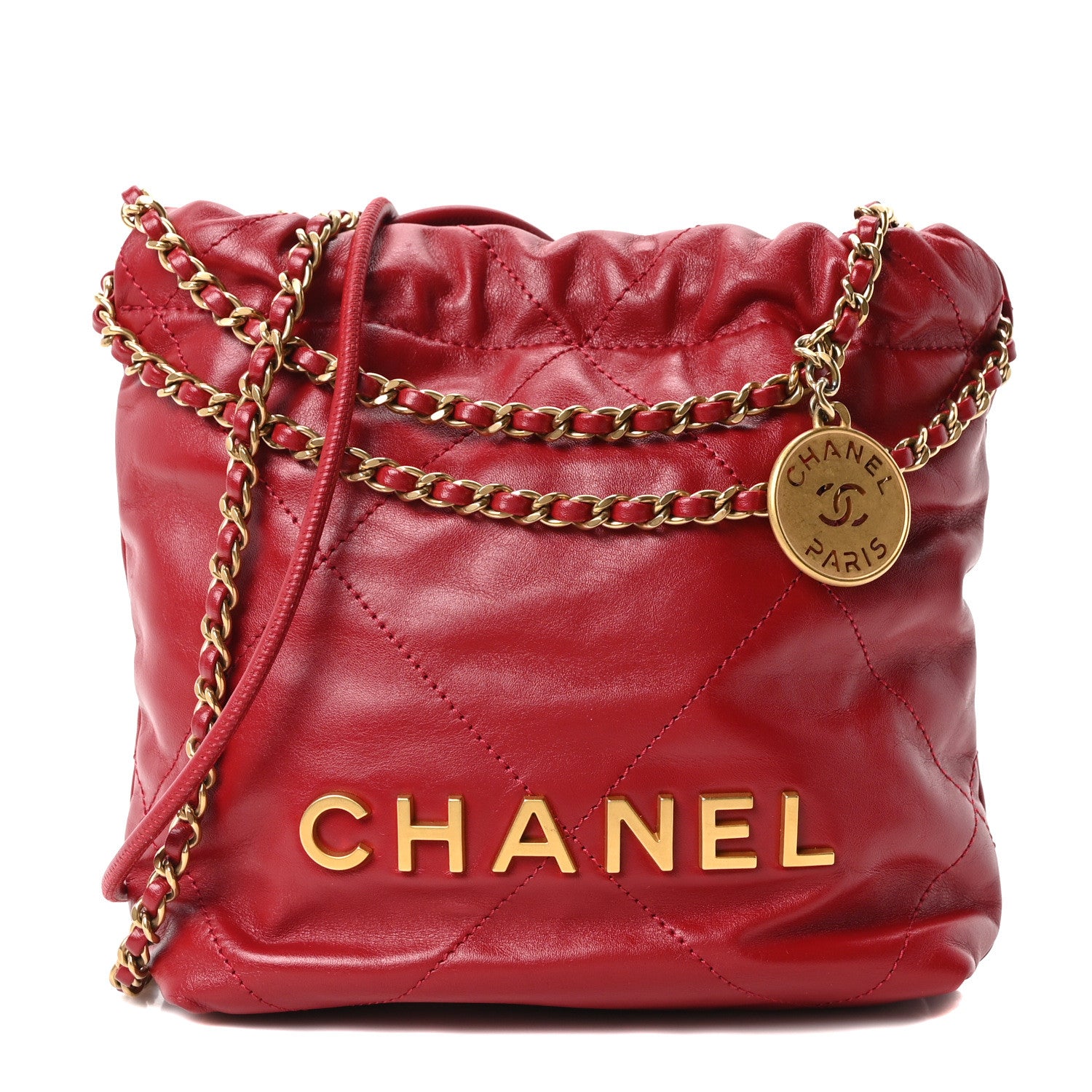 Chanel Shiny Calfskin Quilted Mini Chanel 22 Red 1 of 10