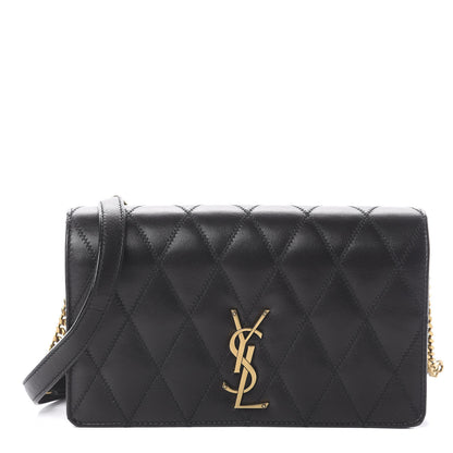 Saint Laurent Lambskin Diamond Quilted Monogram Angie Chain Bag Black 1 of 7