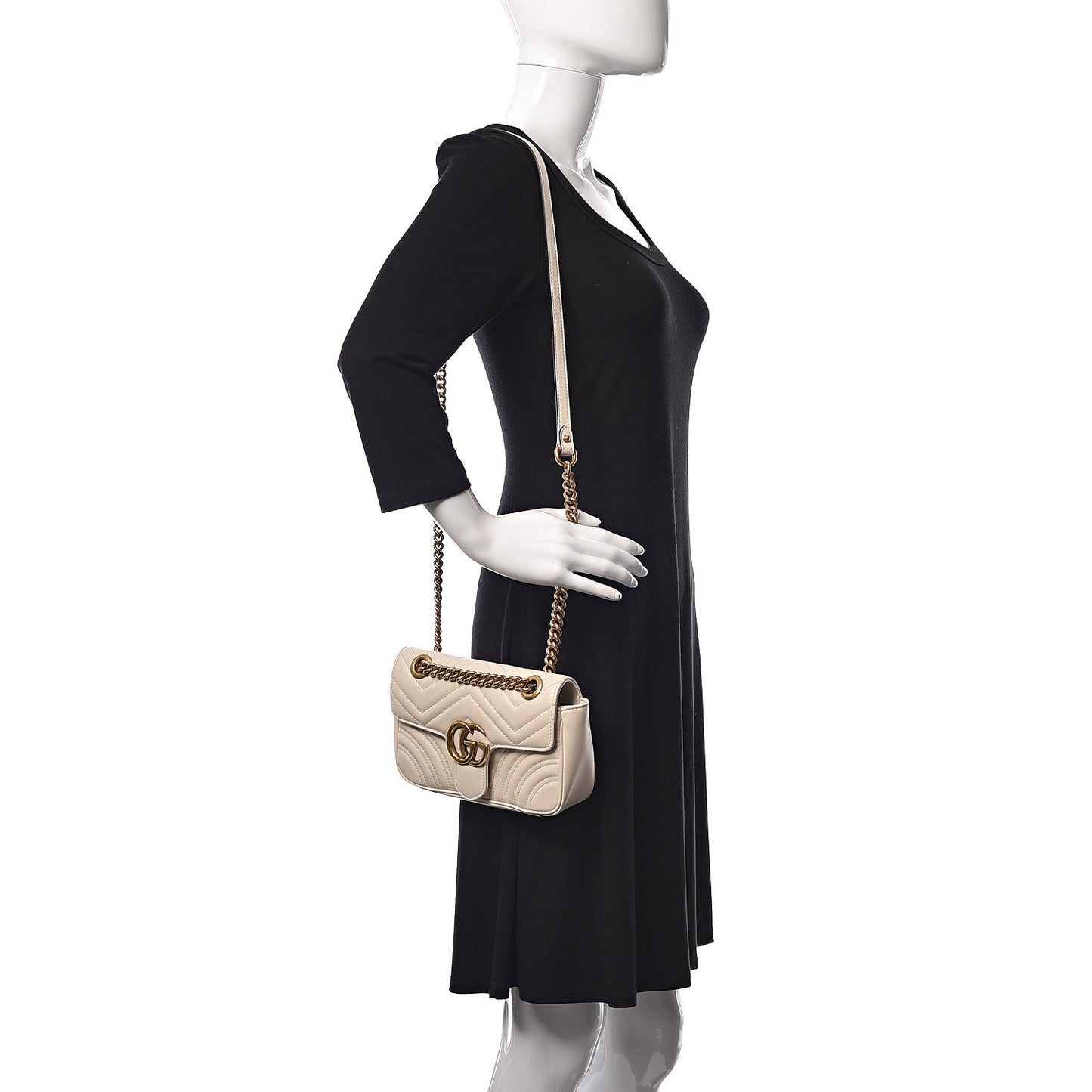 Calfskin Matelasse Mini GG Marmont Shoulder Bag White
