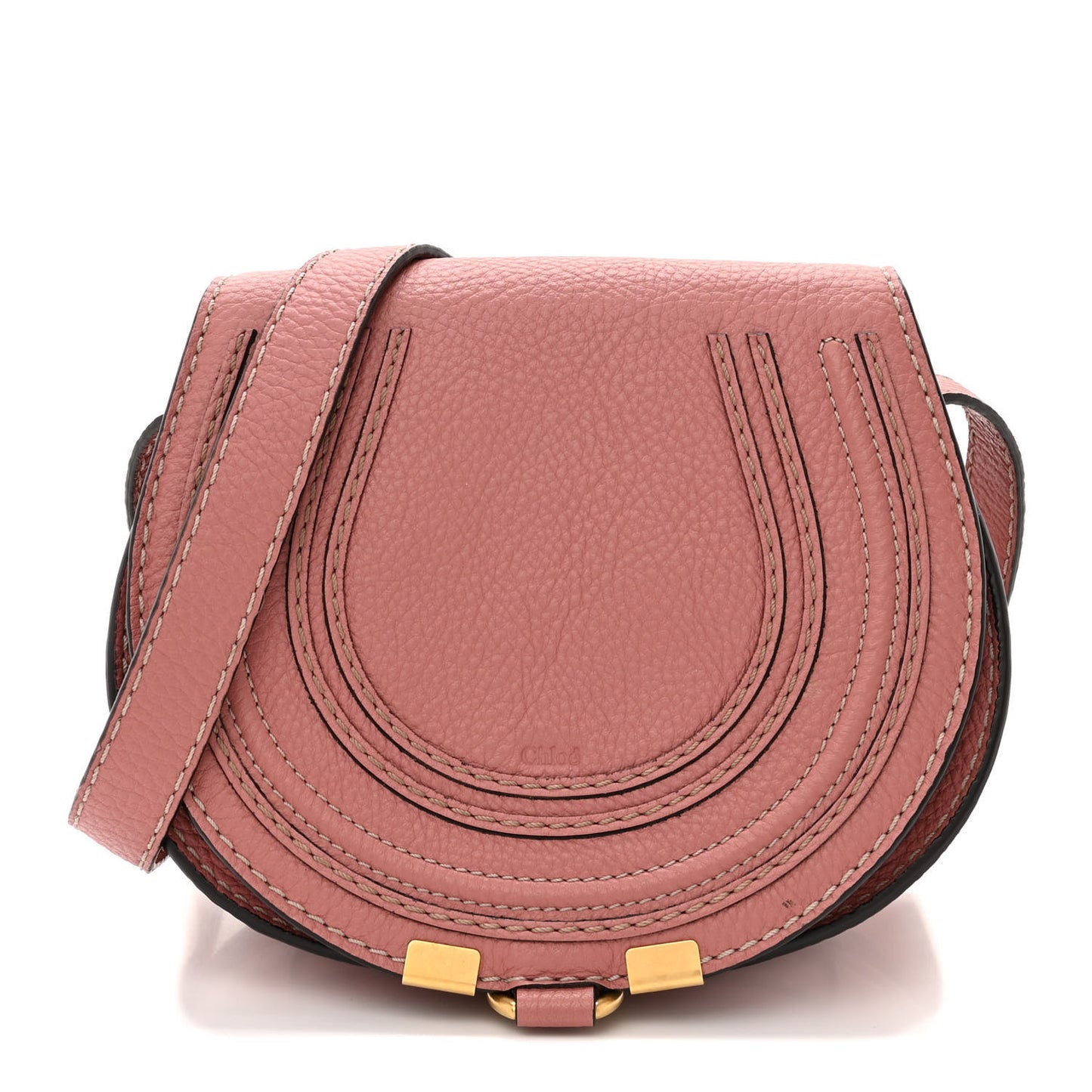 Calfskin Mini Marcie Round Crossbody Bag Rusty Pink