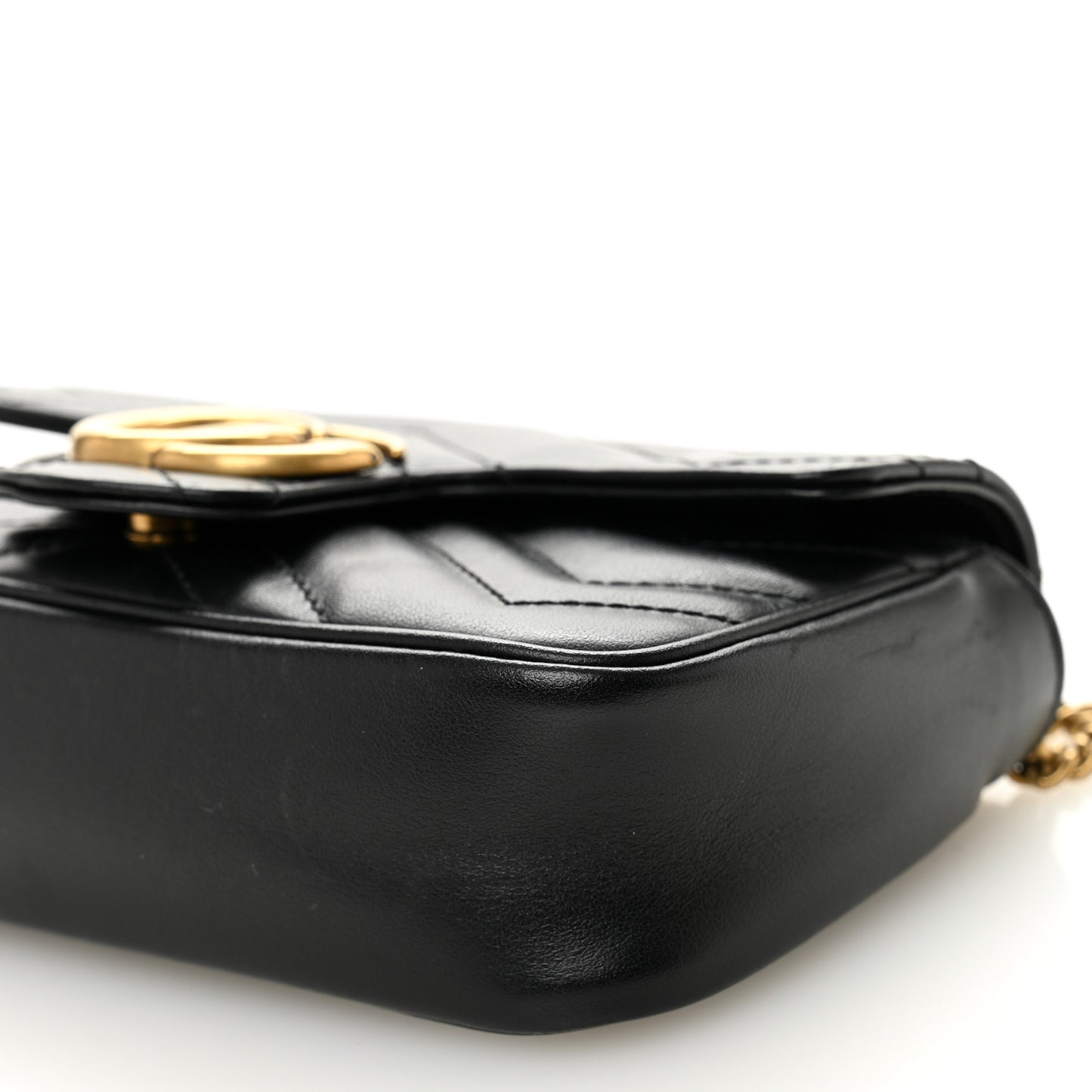 Calfskin Matelasse Super Mini GG Marmont Shoulder Bag Black