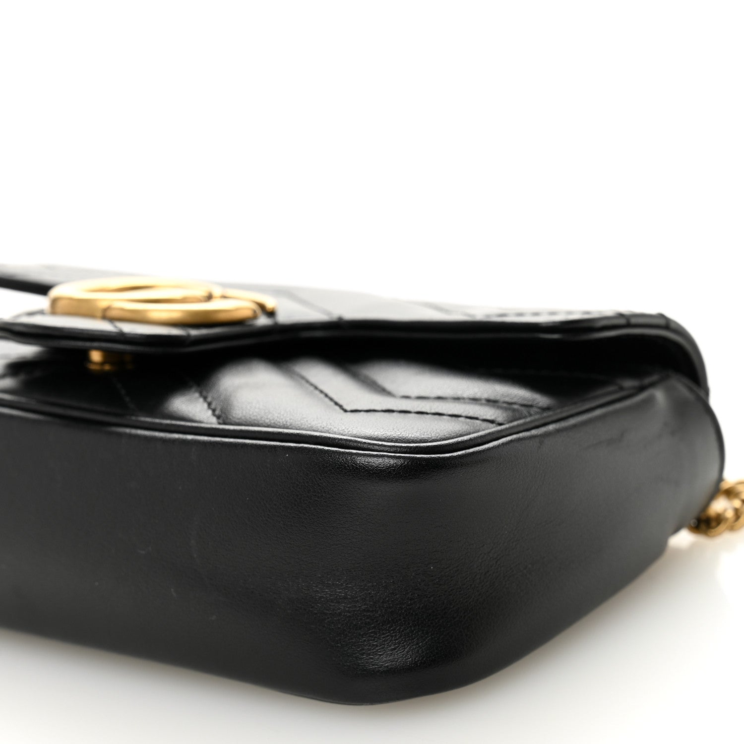 Gucci Calfskin Matelasse Super Mini GG Marmont Shoulder Bag Black 10 of 10