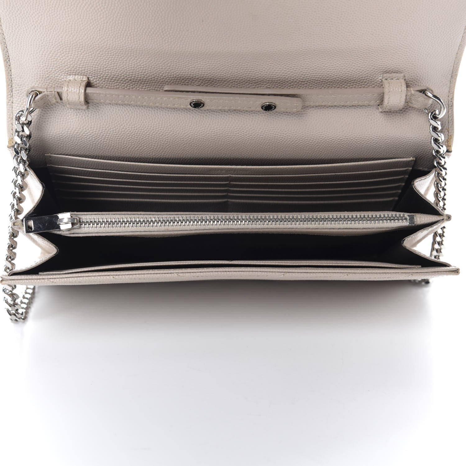 Saint Laurent Grain De Poudre Matelasse Chevron Monogram Chain Wallet Nude Powder 4 of 19
