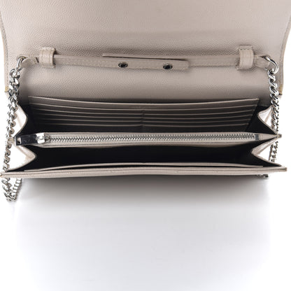 Saint Laurent Grain De Poudre Matelasse Chevron Monogram Chain Wallet Nude Powder 4 of 19