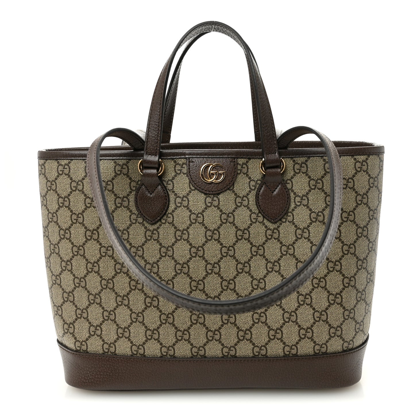 GG Supreme Monogram Textured Calfskin Small Ophidia Shoulder Tote Bag Beige Ebony New Acero