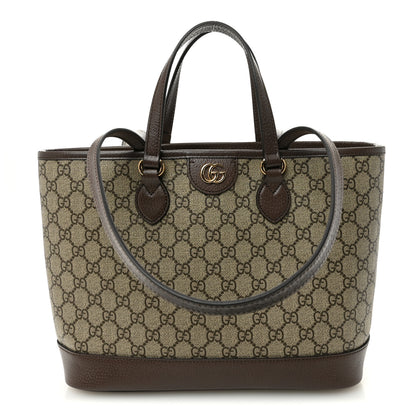 Gucci GG Supreme Monogram Textured Calfskin Small Ophidia Shoulder Tote Bag Beige Ebony New Acero 1 of 10