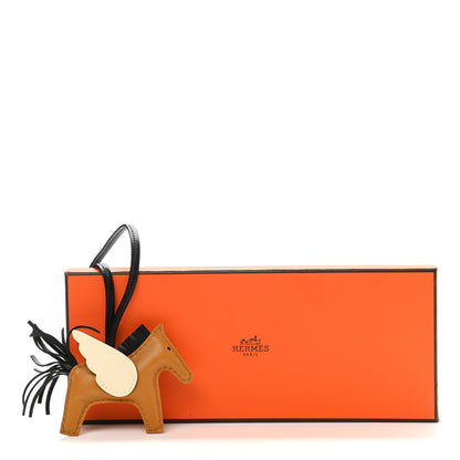 Hermes Milo Lambskin Grigri Rodeo Pegase Horse Bag Charm PM Sesame Black Nata 5 of 5