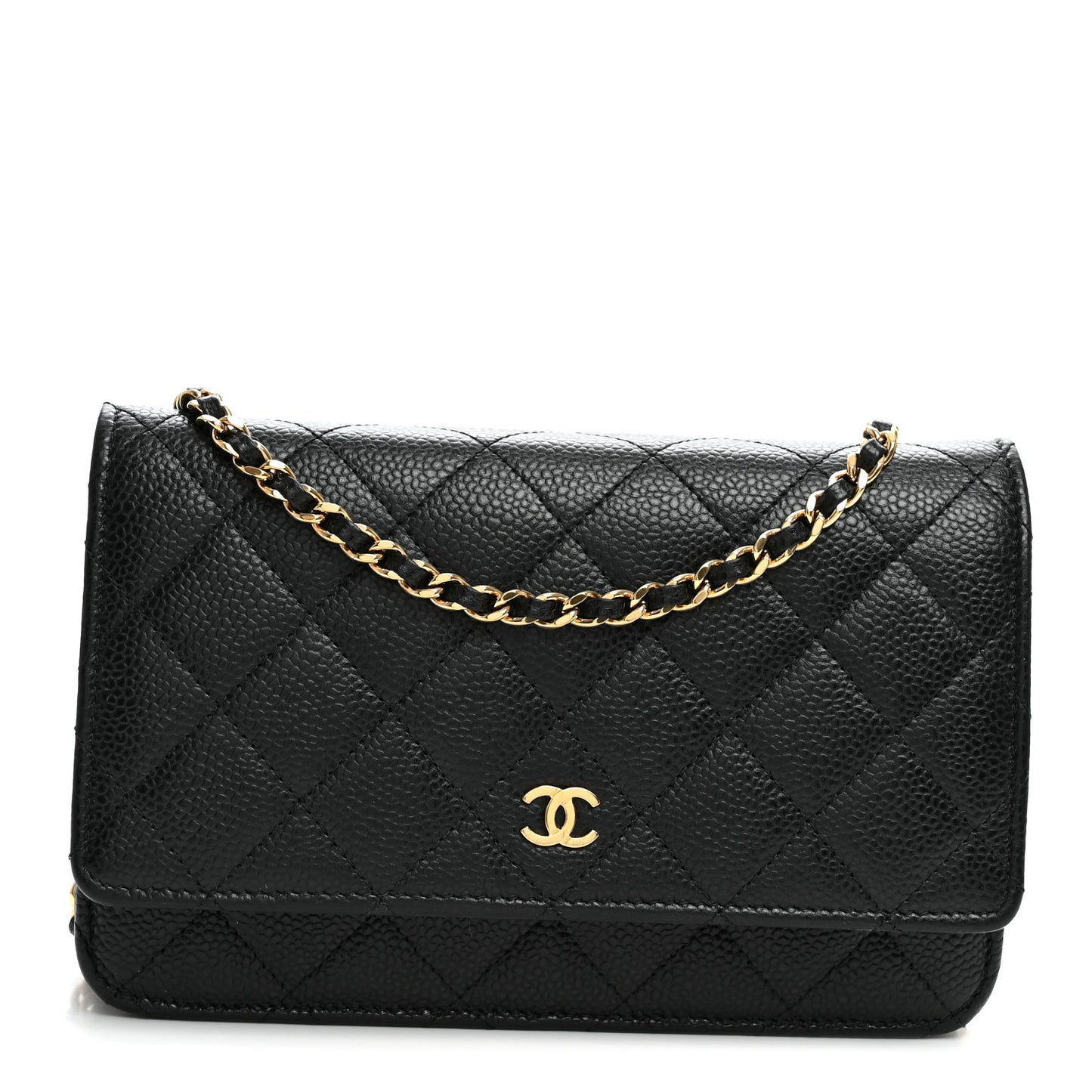 Caviar Quilted Wallet on Chain WOC Black