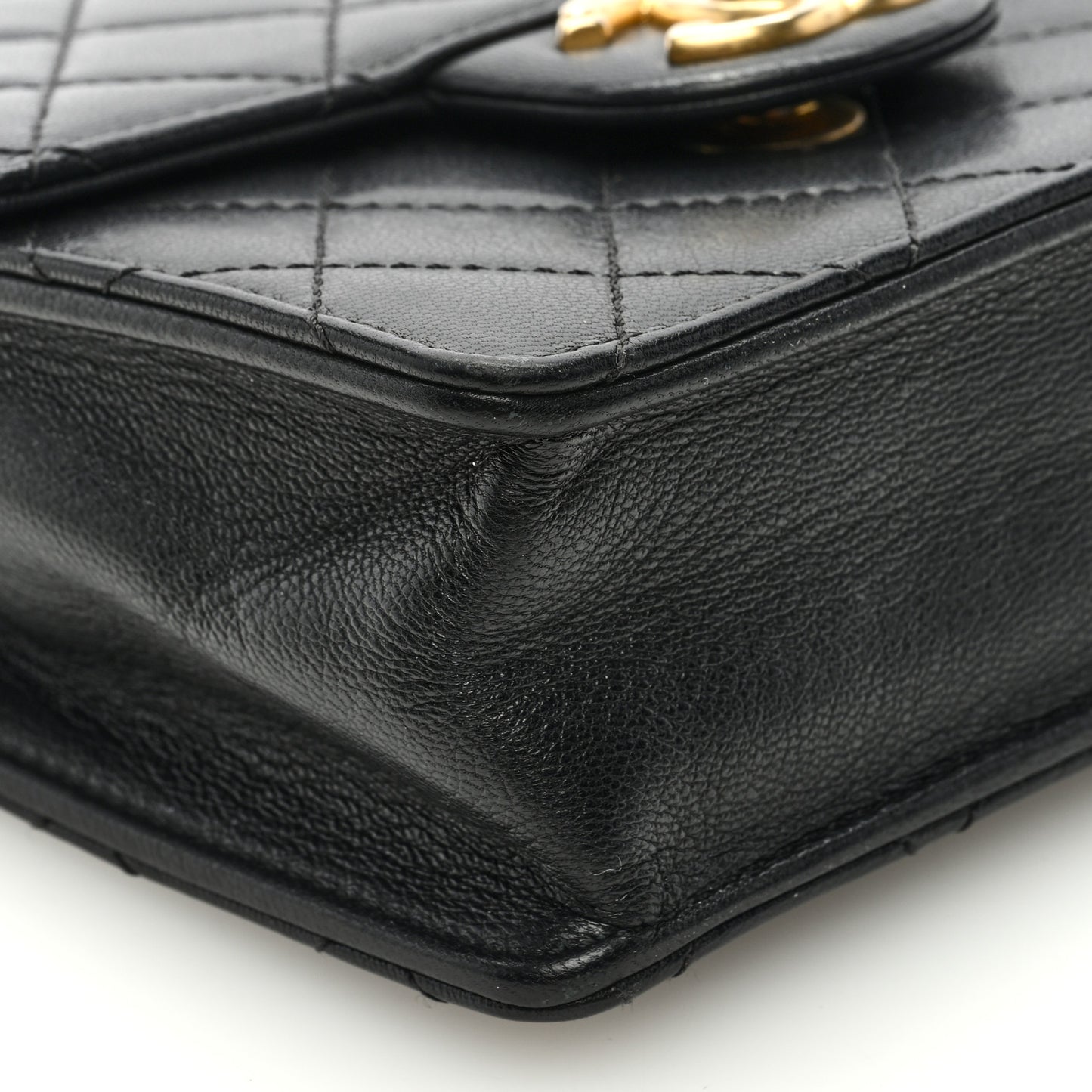 Lambskin Quilted Chic Pearls Flap Black