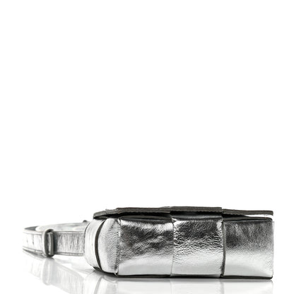 Bottega Veneta Metallic Lambskin Maxi Intrecciato Extra Mini Cassette Crossbody Bag Silver 3 of 9